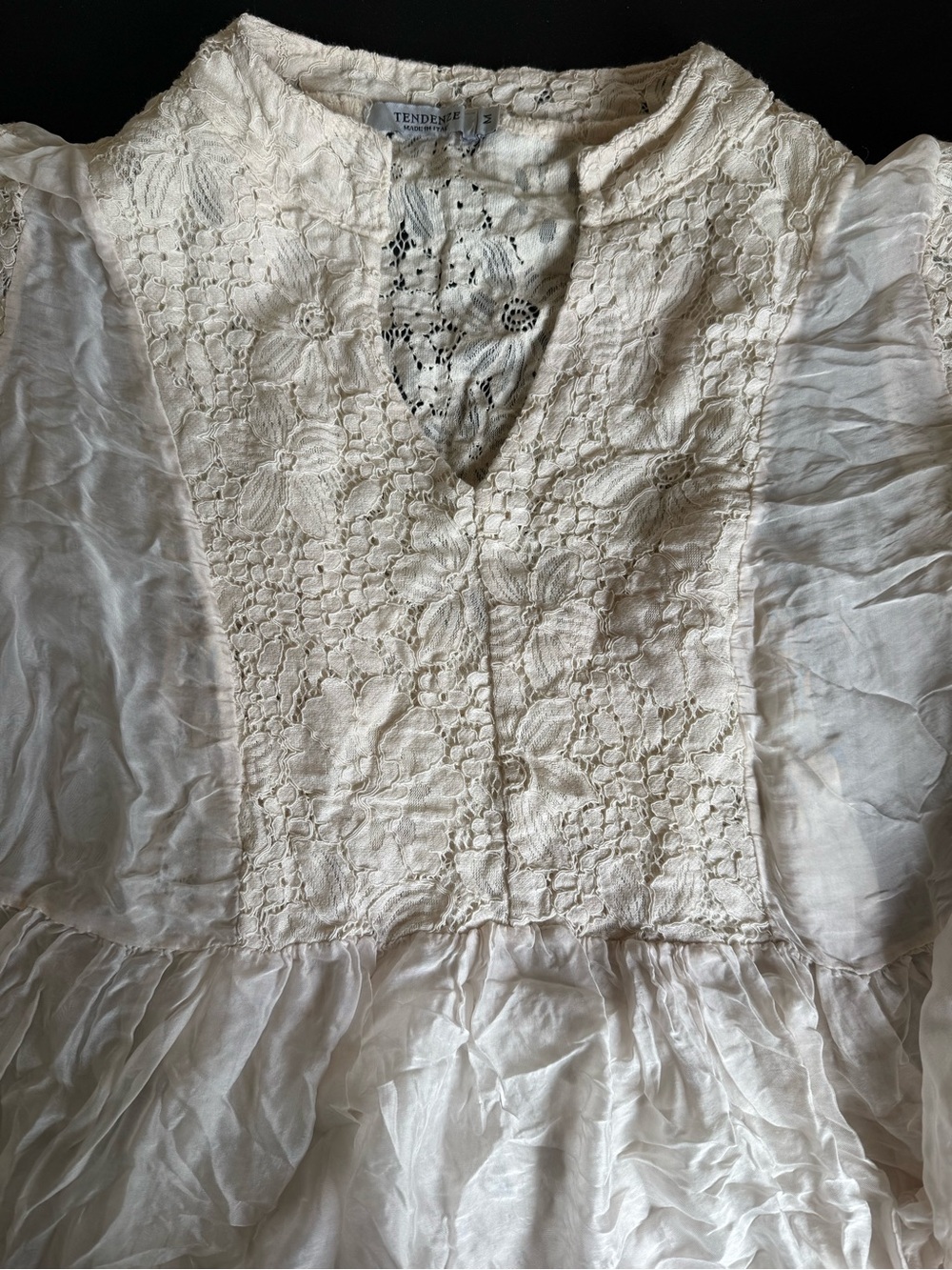 Handcrafted Ivory Lace Peasant Blouse - Picture 3 of 3